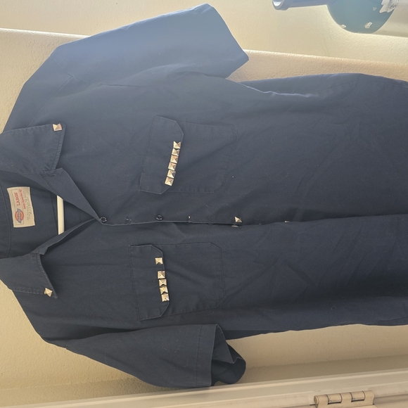 Dickies Work Shirt - Studded DIY Punk - Size Large - Picture 1 of 4
